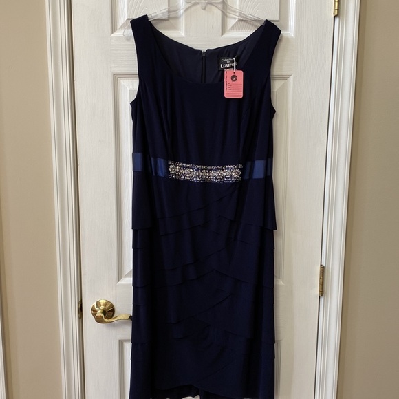 Navy blue formal dress with matching blazer - Picture 1 of 14